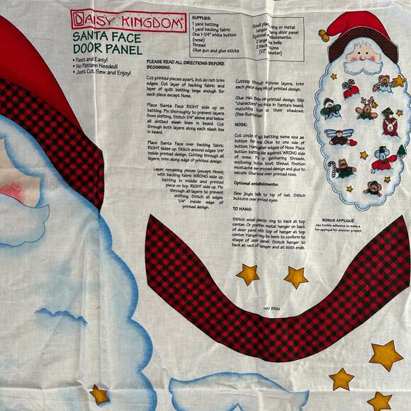 Vintage Daisy Kingdom Santa Face Door Panel Uncut Christmas Fabric - Picture 4 of 6